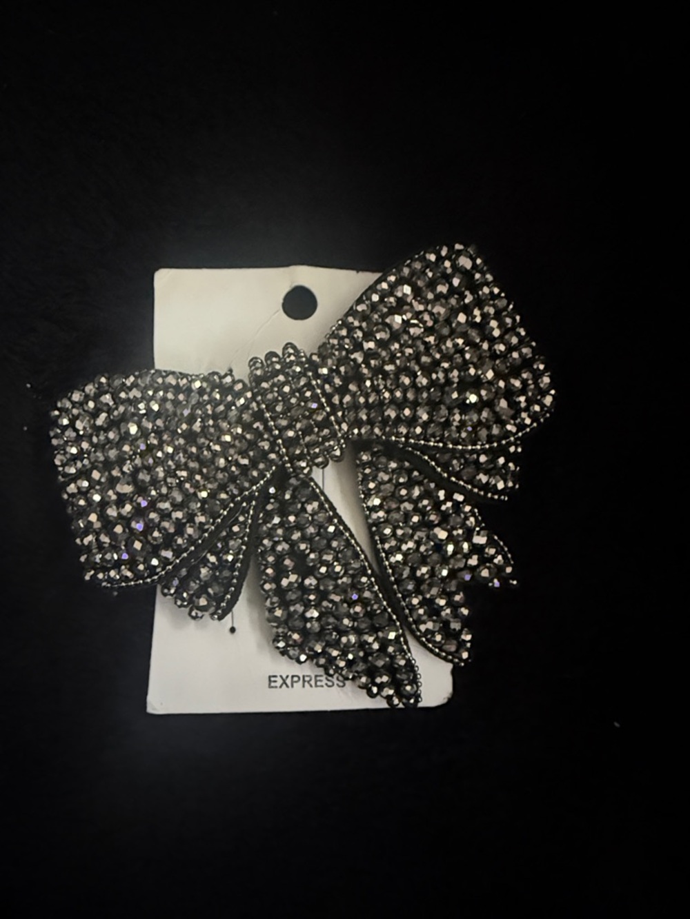 Express Silver Crystal Bow Hair Clip